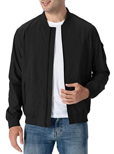 Rdruko Men's Windbreaker Lightweight Bomber Jacket Causal Fashion Light Jacket(Black, US M) - Image 3