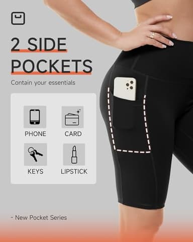 GAYHAY Biker Shorts for Women with Pockets - 8"/5"/3" Booty High Waisted Black Spandex Volleyball Short for Workout Yoga - Image 2