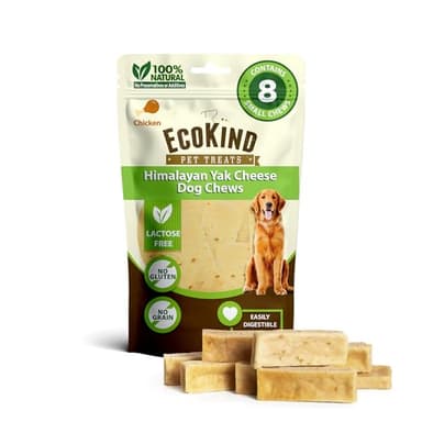 EcoKind Premium Gold Yak Cheese Himalayan Dog Chews, Healthy Dog Treats for Small Dogs, All Natural, High Protein Dog Chew, Chicken, Small - 8 Chews - Image 1