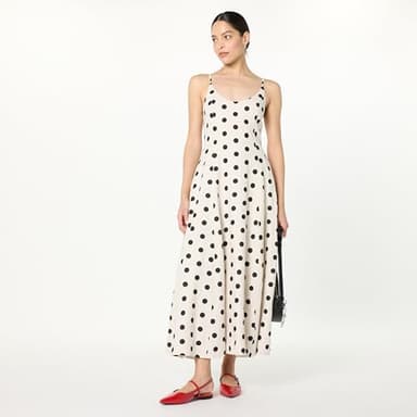 The Drop Women’s Luna Scoop Neck Linen Maxi Dress, Whisper White/Black Polka Dot, M - Image 4