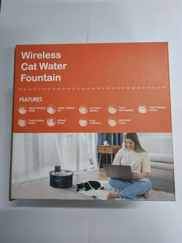 Battery Operated Cat Water Fountain: Wireless Pet Fountain with Filter - 108oz/3.2L Cordless Cat Dispenser with Motion Sensor Rechargeable Automatic Drinking Fountains for Cats Indoor - Plastic Model - Image 13