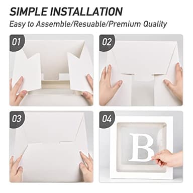 Baby Boxes With 8 pcs Letters White Clear Balloon Box Blocks for Baby Shower and Birthday Party - Image 4