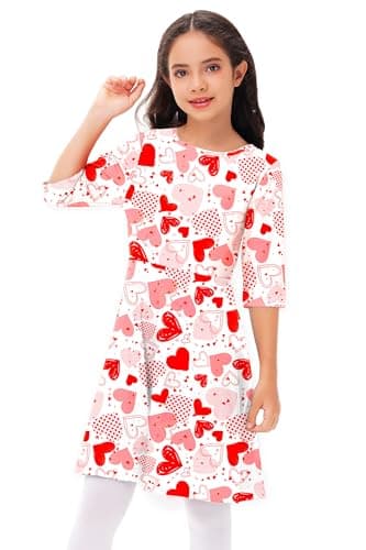 Valentines Dresses for Little Girls Love Heart Holiday Dress Funny Print Swing Midi Dress 5-6 Years - Image 5