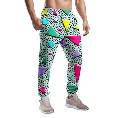 VVGETE 80s Men's Jogger Sweatpants Lightweight Track Pants,Mens Casual Pants 90s Outfit for Men Black - Image 2