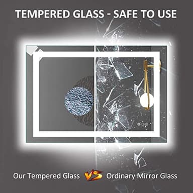 Amorho LED Bathroom Mirror 48" X36" with Front and Backlight, Stepless Dimmable Wall Mirrors with Anti-Fog, Shatter-Proof, Memory, 3 Colors, Double LED Vanity Mirror - Image 7