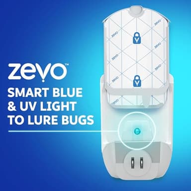 Zevo 2 Flying Insect Traps & 4 Refill Cartridges - Plug in Fly Trap & Indoor Bug Catcher for Gnats, House & Fruit Flies - Blue & UV Light Technology, Mess-Free Alternative to Bug Zapper - Image 4