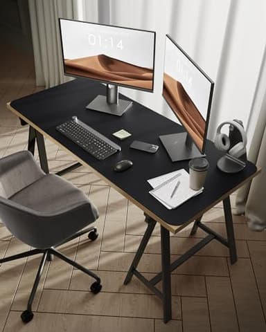 YSAGi Leather Desk Protector, Office Mat, Large Mouse Mat, Non-Slip PU Leather Blotter, Laptop Desk Pad, Waterproof Writing Pad for Office and Home (Black, 47.2" x 23.6") - Image 2