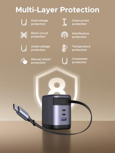 UGREEN Nexode 100W GaN USB C Retractable Charger with Built-in Cable, 3-Port Fast Charging Wall Adapter for Laptop, MacBook Pro/Air, iPhone 17/16, Galaxy S25, Pixel, iPad, MatePad, DJI Drone - Image 4