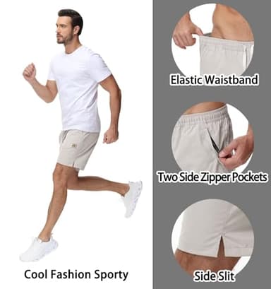 Yundobop Men's Casual 7 Inch Shorts Twill Drawstring Summer Beach Stretch Golf Shorts with Zipper Pockets Beige 28 - Image 4