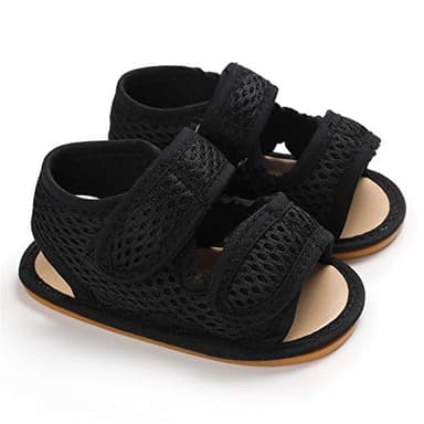 E-FAK Baby Boys Girls Summer Sandals Closed-Toe Non-Slip Rubber Sole Toddler Toddler First Walker Shoes(12-18 Months Toddler,01 Black) - Image 5