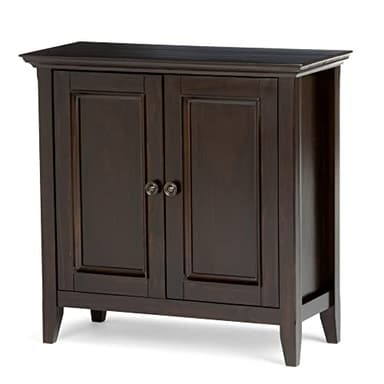 SIMPLIHOME Amherst 32-inch Wide Solid Wood Transitional-Style Low Storage Cabinet in Hickory Brown for Living Room, Entryway, or Dining Area with Adjustable Shelves - Image 12