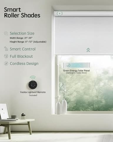 Yoolax Motorized Blinds with Remote, Blackout Smart Blinds Automatic Blinds for Windows, Electric Window Shades Compatible with Alexa Roller Window Shades with Valance (Jacquard White, 22" W x 72" H) - Image 2