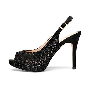 DREAM PAIRS Women's High Heels Platform Dress Rhinestones Peep Toe Pumps Shoes,Size 7,Black/Suede,Invest - Image 5