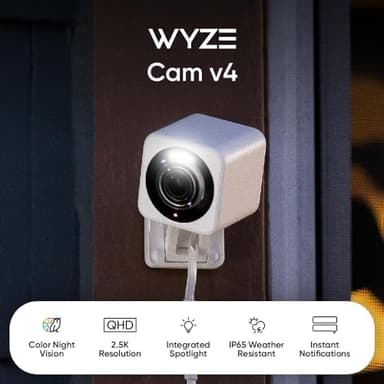 WYZE Cam v4 (Latest Model), 2.5K AI Security Camera, Indoor/Outdoor Cameras for Home Security, Baby Monitor & Pet Camera, Vibrant Color Night Vision, No Subscription Required, Free Expert Help - Image 2