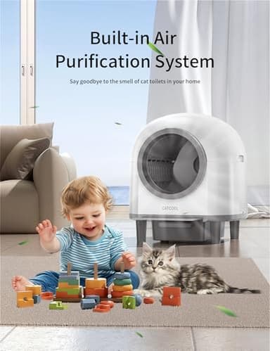Automatic Cat Litter Box Self Cleaning,Smart Litter Box with 10 Safety Sensor Radars,100L Electric Cat Litter Boxes with Stairs for Multiple Cats,APP-Control,Advanced Odor Control OMCPET (White) - Image 5