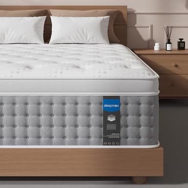 Sleepmax King Size Mattress 15 Inch - Hotel-Collection Hybrid Mattress Deep Sleep Pain Relief - Extra Lumbar & Hip Support - 365-Night Trial, Fiberglass-Free Bed in a Box, CertiPUR-US Certified - Image 1