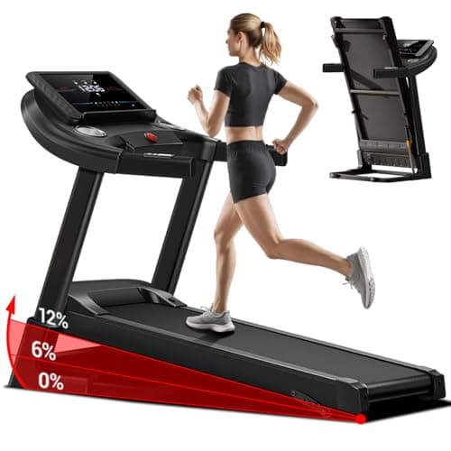 UMAY Fitness Home Folding Incline Treadmill with Pulse Sensors, 3.0 HP Quiet Brushless, 300 lbs Capacity (10% or 20% Incline) - Image 1