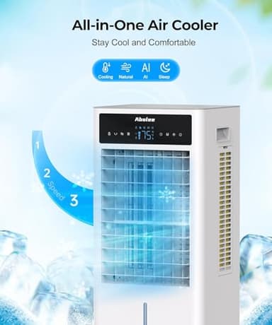 Abolee Evaporative Air Cooler, Portable Evaporative Air Cooler for Bedroom, 2.4Gal Tank with Fan & Humidifier, Remote, 4 Ice Packs, 3 Speeds, 4 modes, 12H Timer, for Room Indoors - Image 4