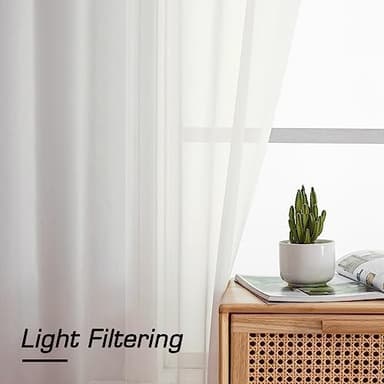 Simplebrand Ivory Sheer Curtains 84 Inches Long, Light Filtering Rod Pocket Solid Color Window Sheer Curtain Panels, Elegant Curtains & Drapes for Living Room, Bedroom 2 Panels (Ivory, 42" W x 84" L - Image 5