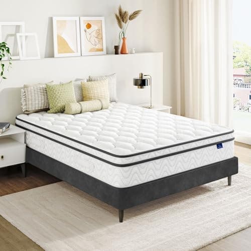 Vesgantti Queen Size Mattress 10 Inch, Fiberglass-Free | Cool Sleep Hybrid Mattress in a Box - Memory Foam & Pocket Springs, Ergonomic Design, Pressure Relief, Medium Firm Feel, 60"×80"×10" - Image 1