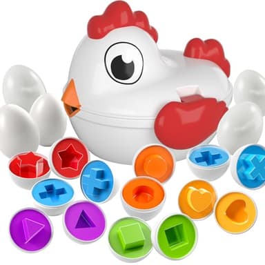 TEMI Toddler Chicken Easter Eggs - Color Matched Game Shape Sorter with 6 Toy Eggs for Kids 3-5, Fine Motor Skills Sensory Toys, Educational Gifts for 3-6 Girls Boys Baby - Image 9