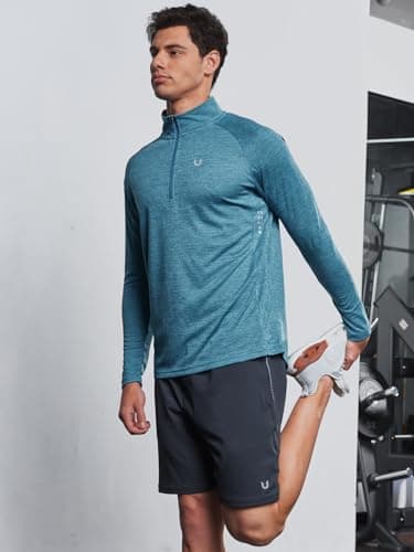 NORTHYARD Men's Running Shirt Long Sleeve Quarter Zip Pullover Moisture Wicking Quick Dry Athletic Workout Shirts CORALHEATHER-M - Image 6
