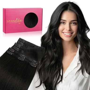 WENNALIFE Invisi Edge Clip in Hair Extensions Real Human Hair, 20 Inch 150g 7pcs Natural Black Seamless Clip in Extensions Remy Hair Clip Ins Invisible Skin Weft Straight Extensiones De Cabello Hmano - Image 1