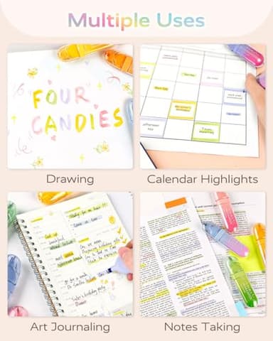 Four Candies 8 Pcs Highlighters Assorted Colors, Cute Pastel Highlighter Set, Dry Quickly, Soft Chisel Tip, Bible Highlighter for No Bleed, Back to School Supplies，Aesthetic Highlighters for Office - Image 5