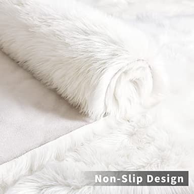 Noahas White Faux Fur Rug,2x6 Hallway Runner Rug,Faux Sheepskin Rugs,Washable Fuzzy Carpet,Fluffy Long Rugs for Bedroom,Shaggy Area Rugs for Living Room Decor - Image 6