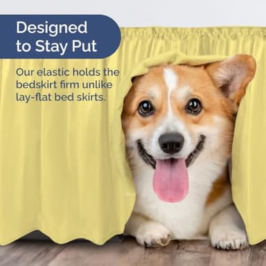Wrap Around Dust Ruffle Bed Skirt - Yellow - Twin/Twin XL Size Beds with 24 Inch Drop - Easy Fit Elastic Strap - Adjustable Pleated Bedskirt w/Brushed Fabric - Wrinkle Free - Women, Men, Kids & Teens - Image 7