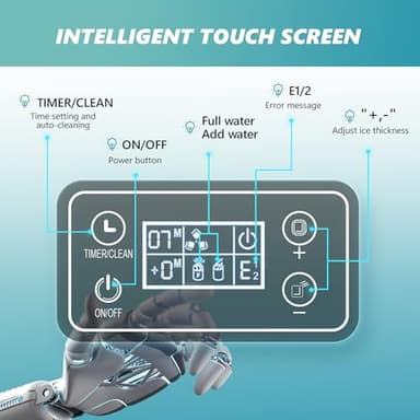 EUHOMY Ice Cube Maker Machine Countertop, 2 Ways to Add Water, 45Lbs/Day 24 Pcs Ready in 13 Mins, Self-Cleaning Portable Compact, with Ice Scoop & Basket, Perfect for Home/Kitchen/Office/Bar - Image 5