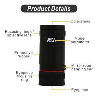8x18 Mini Monocular Telescope Monoculars for Adults High Powered HD Portable Monocular Shimmering Night Vision Lightweight Pocket Monoscope for Kids - Image 2