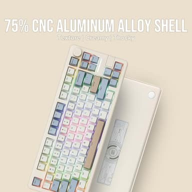 EPOMAKER Galaxy70 Wireless Gaming Keyboard, 75% Aluminium Mechanical Keyboard, Bluetooth 5.0/2.4GHz/USB-C Wired, Programmable, Hot Swappable, for PC/Mac/Office/Gaming (White, Petal Switch) - Image 4