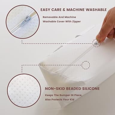 fond + found 2 Pack Bed Rail Bumpers Foam Safety Bed Rail for Kids Toddlers, Non-Slip Bed Bumper Washable Cover for Twin, Queen, King Beds - Image 5