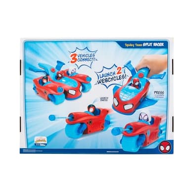 Jazwares Marvel Spidey and His Amazing Friends Spidey Team Split Racer - 8.5-Inch Three-in-One Vehicle with Web Darts, Sound Effects, and Phrases - Image 3