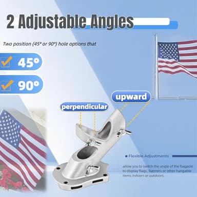 Flag Pole Kit, Upgraded 6 FT Tangle Free Flag Poles with 1 Inch 360° Rotating Rings and 2-Position Holder, Stainless Steel Wall Mounted Flagpoles for Outside House, Outdoor Porch, Residential - Image 3