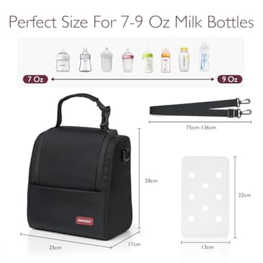 Momcozy Insulated Baby Bottle Bag, Multi-Function Breastmilk Cooler Bag, Fit as Wine Carrier or for Milk Bottles Like Dr. Brown, Comotomo, Philips, Nuk, Lansinoh, etc. (Black) - Image 6