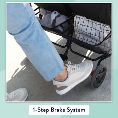 Kolcraft Cloud Plus Lightweight Double Stroller Side-by-Side for Infant Toddler, Compact Folding Travel System with Reclining Seats, Canopies, Storage Basket, Trays, Easy Maneuver – Red Black - Image 8