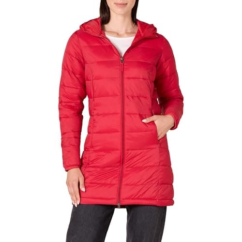 Amazon Essentials Women's Lightweight Water-Resistant Packable Hooded Puffer Coat (Available in Plus Size), Bright Poppy Red, Large - Image 1