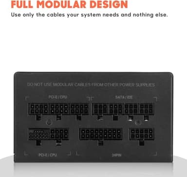 ARESGAME AGT Series 1000W Power Supply, 80+ Gold Certified, Fully Modular, FDB Fan, Compact 140mm Size, 10 Year Warranty, ATX Gaming Power Supply - Image 7