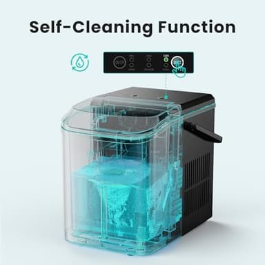 OLIXIS Ice Maker Machine with Handle,26lbs in 24Hrs,9 Ice Cubes in 6 Mins,Auto-Cleaning Portable Ice Maker with Basket and Scoop, Countertop Ice Maker for Home/Kitchen/Camping/RV, Sleek Black - Image 5