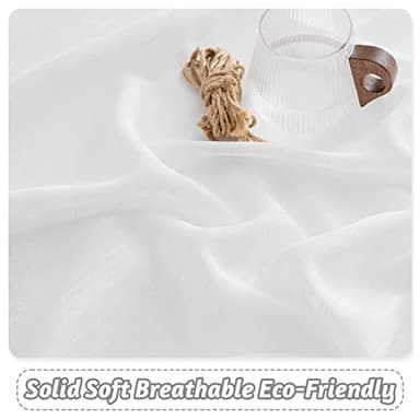 RYB HOME White Curtains Sheer - Linen Texture Sheer Window Covering, Light & Airy Translucent Panels for Bedroom Living Room Patio Glass Door, 52 inch Width x 95 inch Length, Set of 2 - Image 6
