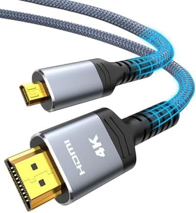 Highwings 4K Micro HDMI to HDMI Cable 10 FT, 4K@60Hz, Micro HDMI Cord HDR Compatible for DSLR Camera, Raspberry Pi, GoPro Hero to TV, Laptop, Computer, Monitor, for Video, Audio, Image, Streaming - Image 2