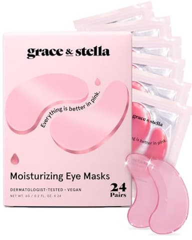 grace & stella Award Winning Under Eye Mask - Birthday Gifts For Women - Bridesmaid Gifts - Reduce Dark Circles, Puffy Eyes, Undereye Bags, Wrinkles - Under Eye Patches - Vegan (24 Pairs, Pink) - Image 1