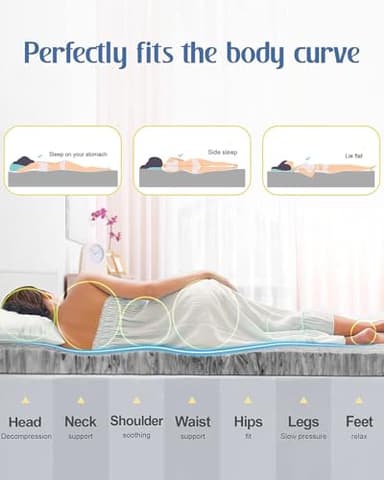 BedsPick 2 Inch Mattress Topper Twin XL Memory Foam, Mattresses Pad Extra Long Twin Charcoal Infused, Soft College Dorm Bed Toppers, CertiPUR-US and Oeko-Tex Standard 100 Certified - Image 3