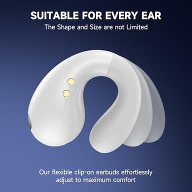Open Ear Earbuds Wireless Bluetooth 5.3 Earphones, Flexible Clip On Ear buds with 36H Playtime LED Display Bone Conduction Headphones, Waterproof Light Weight Fit for Every Ear, Sport Frosted White - Image 6