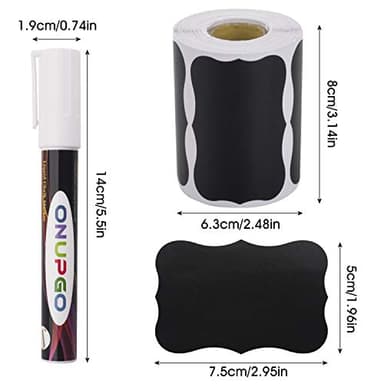 ONUPGO Chalkboard Labels-180pcs Waterproof Reusable Blackboard Stickers with 1 Liquid Chalk Marker for Mason Jars, Parties Decoration, Craft Rooms, Weddings, Storage, Organize Your Home & Kitchen - Image 3