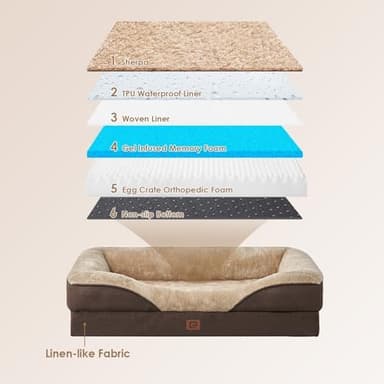 EHEYCIGA Memory Foam XL Dog Bed for XLarge Sized, Extra Large Orthopedic Dog Sofa with Sides and Waterproof Liner, Washable Bolster Pet Bed Couch with Removable Cover, 42x30x7.5 Inch, Brown - Image 4