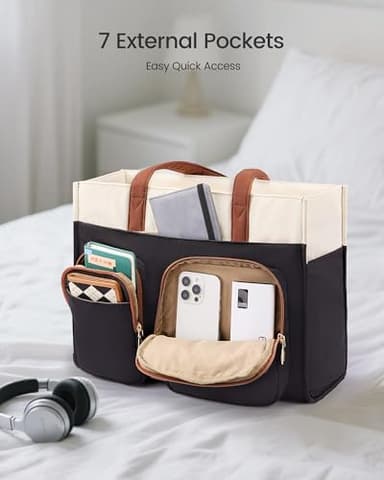 LOVEVOOK Teacher Tote Bag for Women, Multi-pocket Laptop Bag with Large Cup Holder, Nurse Bags Work Briefcase Computer Purse Handbag for Business Office College Travel - Image 4