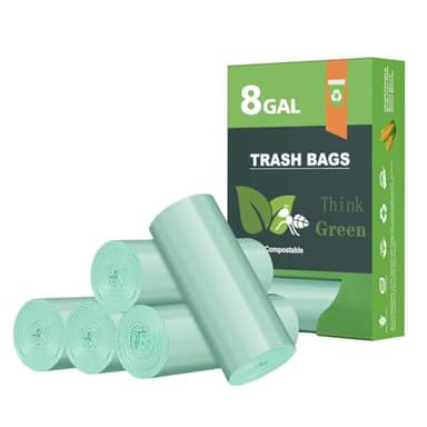 Biodegradable 8 Gallon Trash Bags, AYOTEE Garbage Bags 8 gallon, Compostable Medium Trash Bag, Unscented Leak Proof Bag for Office, Home, Bathroom, Bedroom, Car, Kitchen, Pet(Green) - Image 1